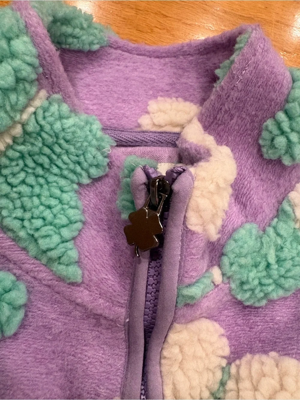 Lilac Sherpa Jacket with Mint & Cream Butterfly Appliqués